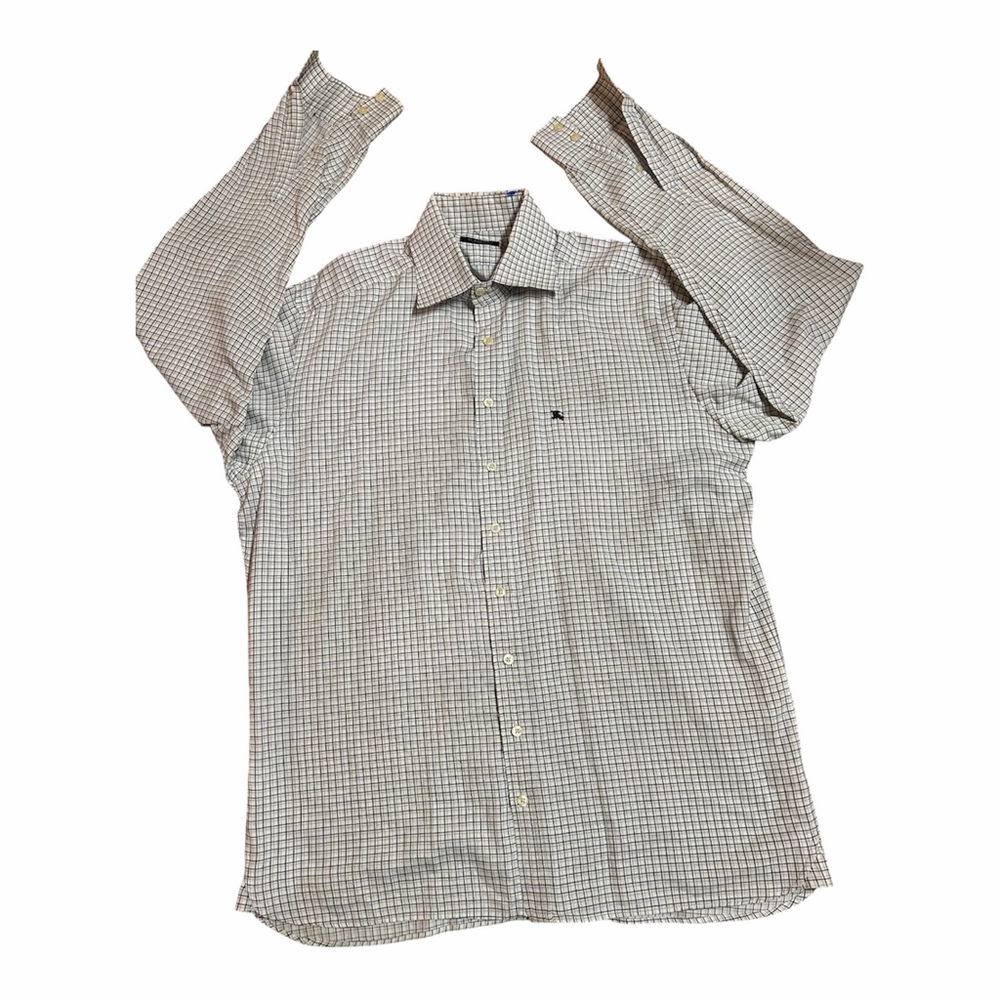 Burberry White and Blue Checkered Button Down Shirt - Picture 2 of 8